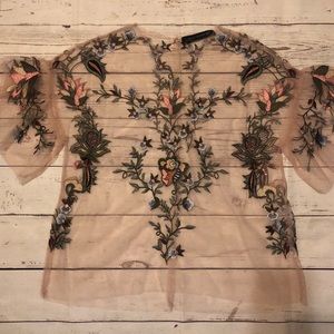 Zara Light Pink Embroidered Top
